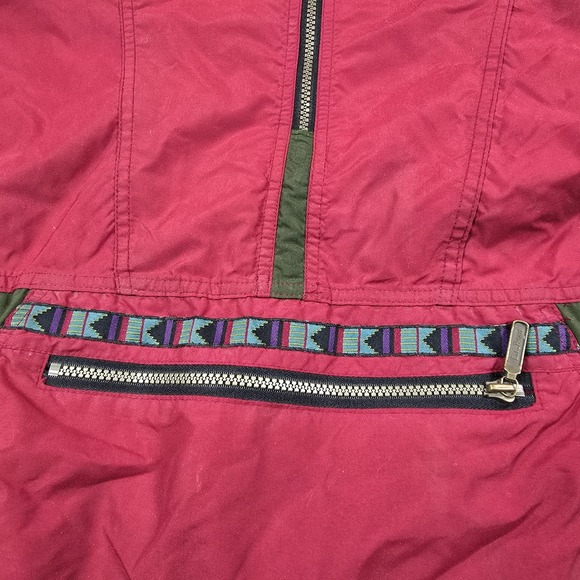 Vintage LL Bean Jacket Mens Large Red Colorblock Aztec Thinsulate Hooded USA 90s - Picture 6 of 16